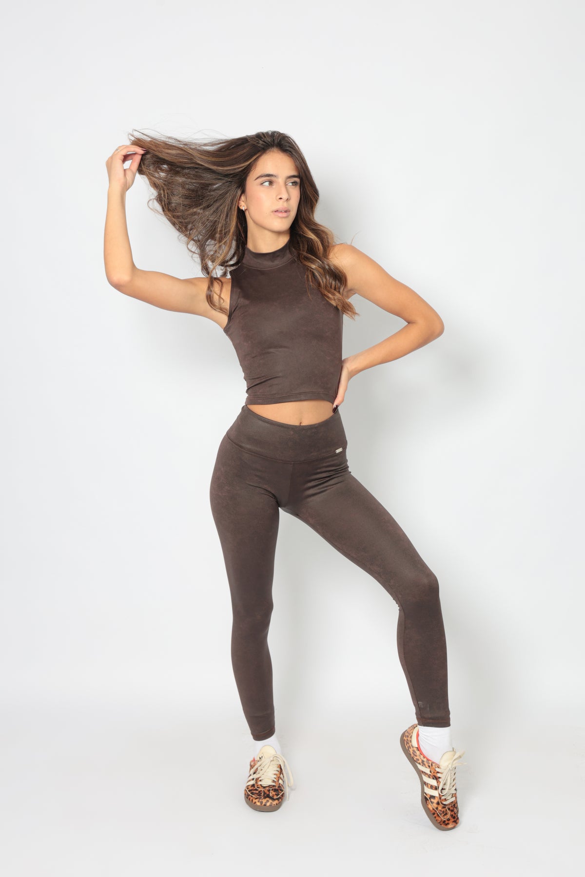 LEGGINGS SIMIL-PELLE MARRONE