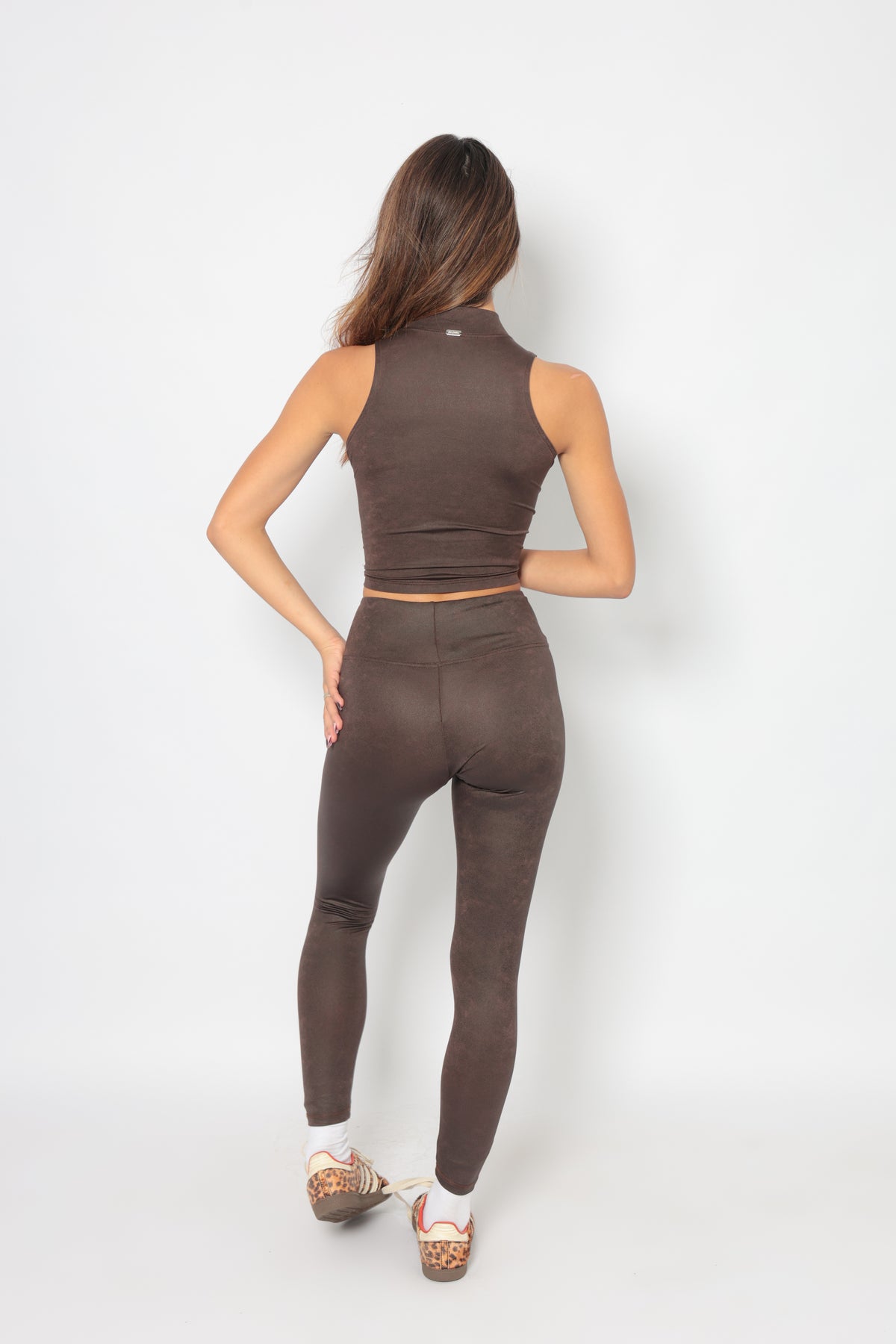 LEGGINGS SIMIL-PELLE MARRONE