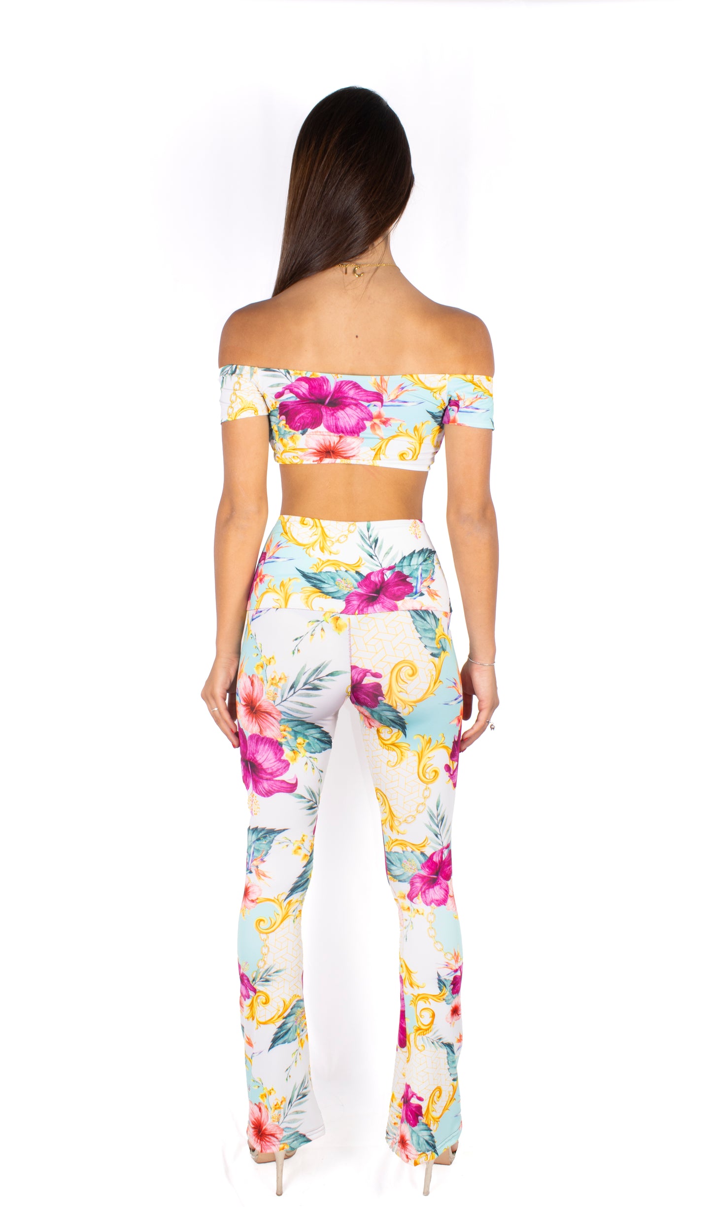 Gemily Hibis - Completo Pantalone Zampa + Top double-face