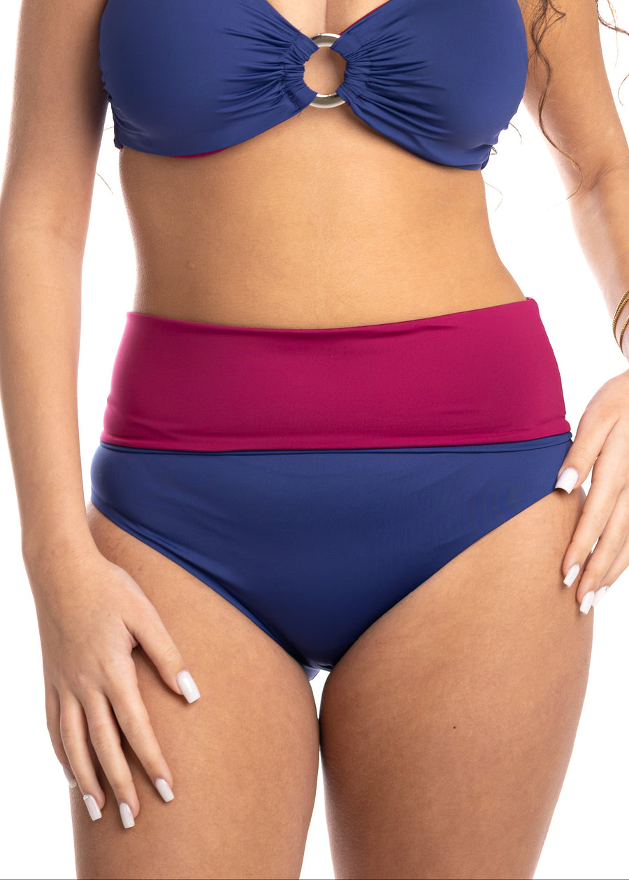 SLIP DOUBLE ALTO BLU/BORDEAUX