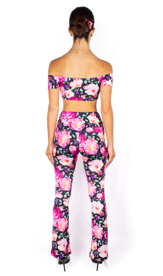 Gemily Roses - Completo Pantalone Zampa + Top double-face
