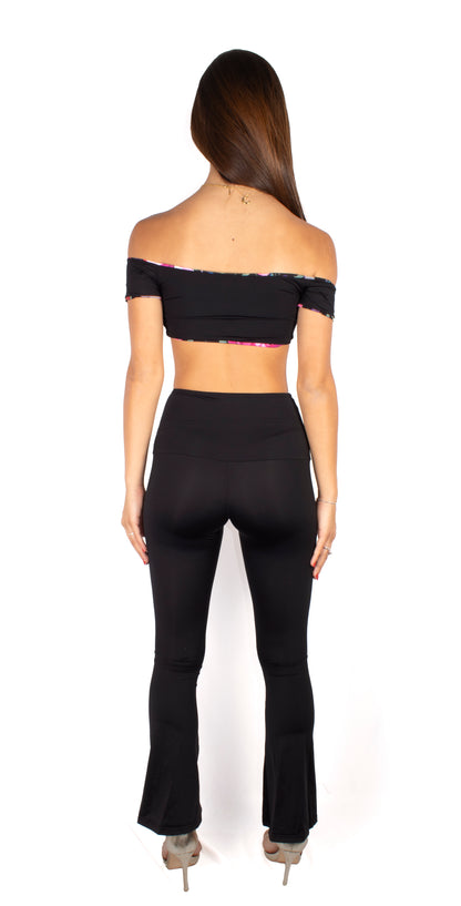 Gemily Nero - Completo Pantalone Zampa + Top double-face