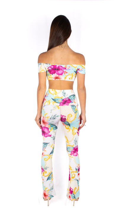 Gemily Hibis - Completo Pantalone Zampa + Top double-face