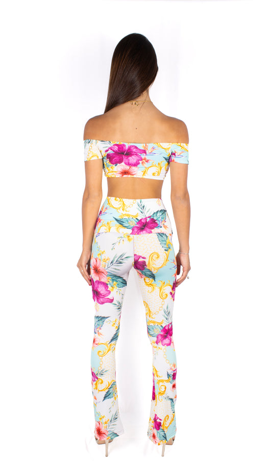 Gemily Hibis - Completo Pantalone Zampa + Top double-face