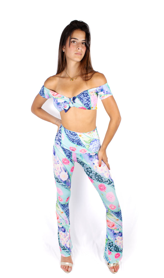 Gemily Patch - Completo Pantalone Zampa + Top double-face