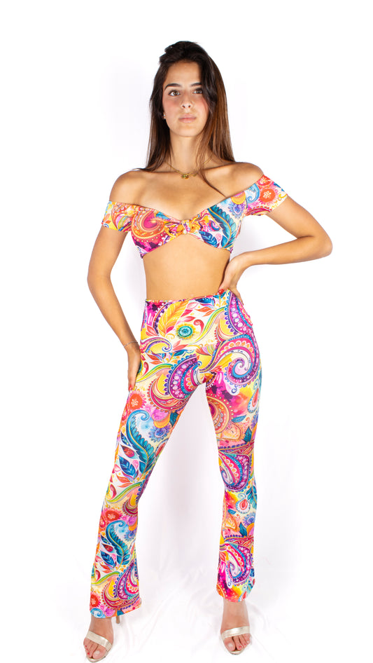 Gemily Cashmere - Completo Pantalone Zampa + Top double-face